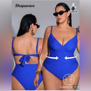 SHEIN Plus Size Royal Blue One-Piece tummy control Swimsuit Size 2X